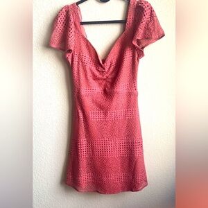 A cute pink peach fitted a line dress